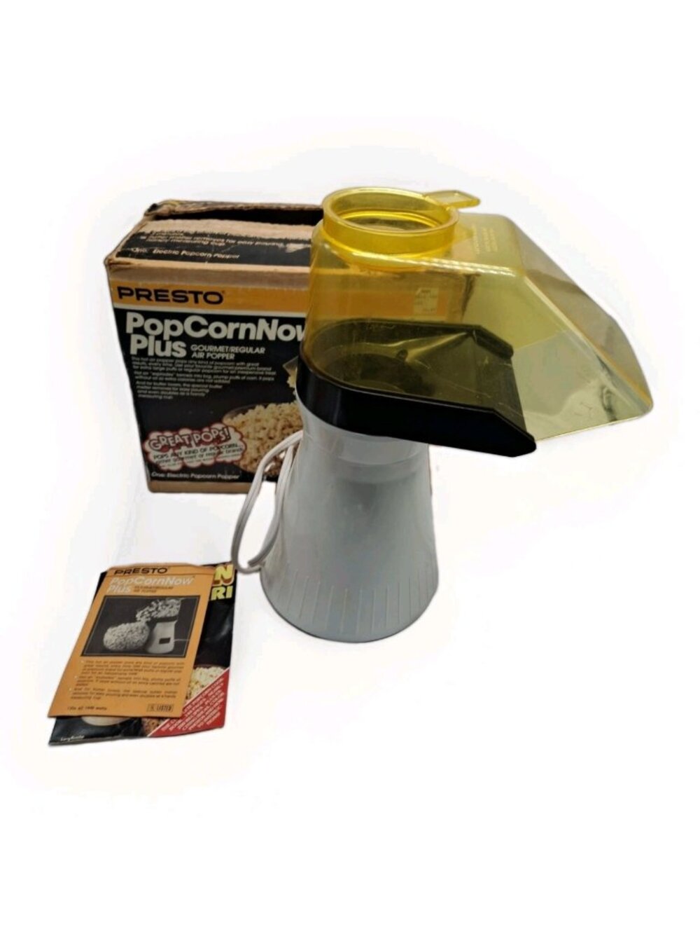 Vintage Presto Popcorn Now Plus Hot Air Popcorn Popper Machine w/ Manual